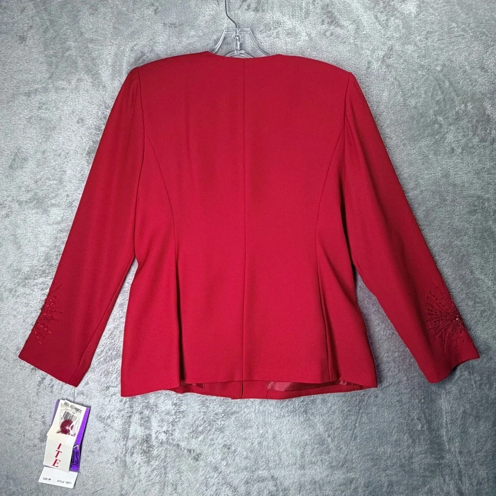 NWT R&M Richards Red Skirt Suit‎ 8 Petite Embellished Evening Church Holiday Set
